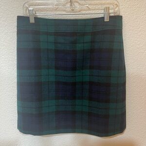 J.Crew Plaid Green and Black Women's Skirt